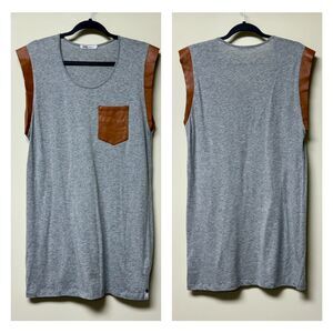 ONE BY ONE TEASPOON T-Shirt Dress, Genuine Leather Trim, Cotton, Sz S